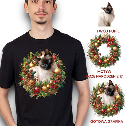 T-shirt z nadrukiem Twój Pupil na koszulce Biały / Czarny / Unisex / Boże Narodzenie 17
