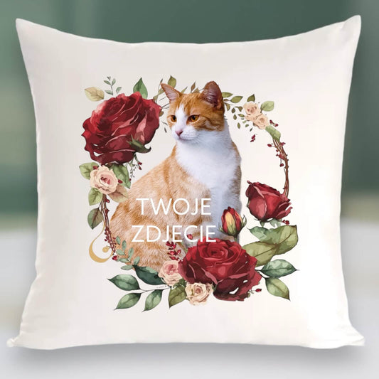 Personalizowany Prezent Poduszka z Twoim Pupilem / Róża 2