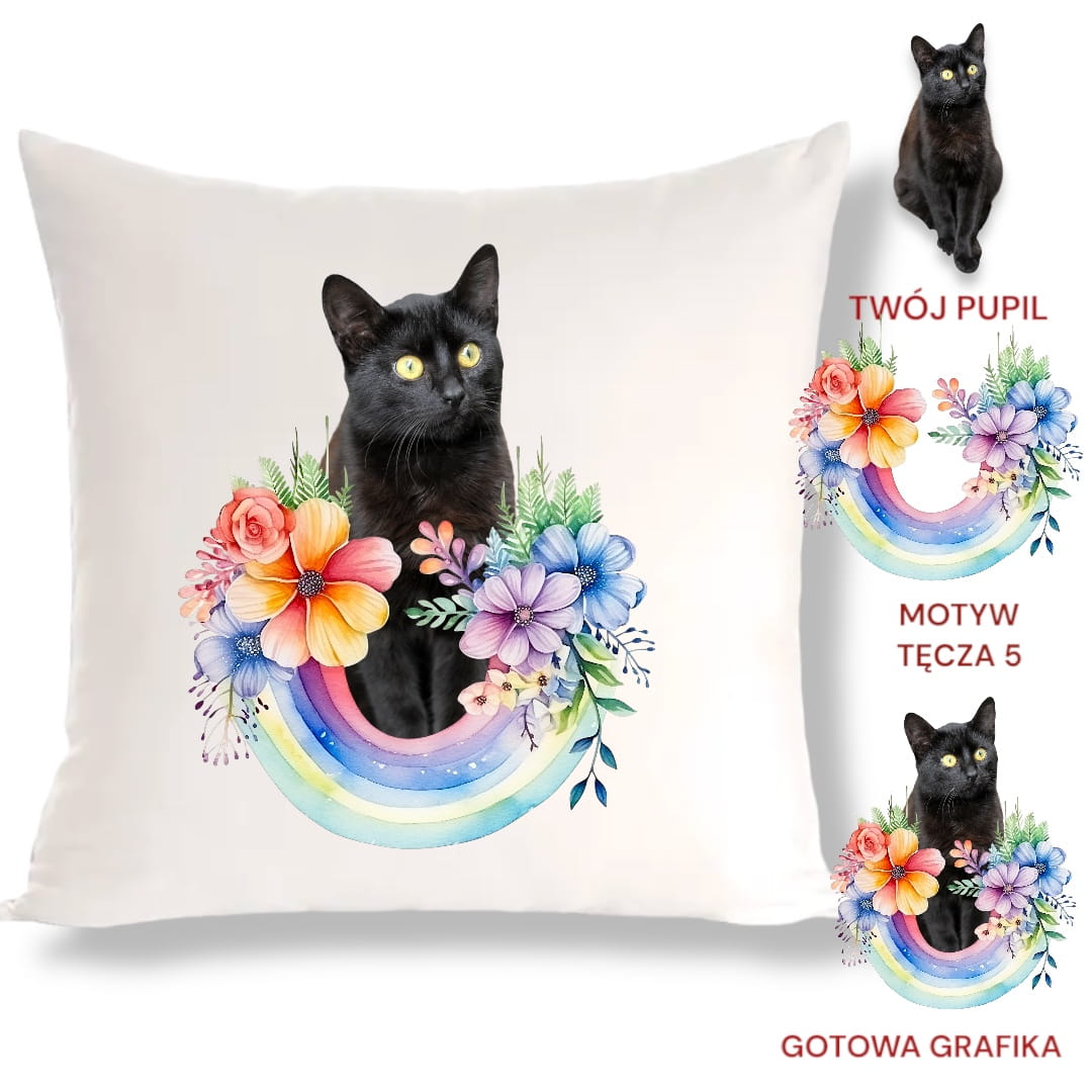 Personalizowany Prezent Poduszka z Twoim Pupilem / Tęcza 5