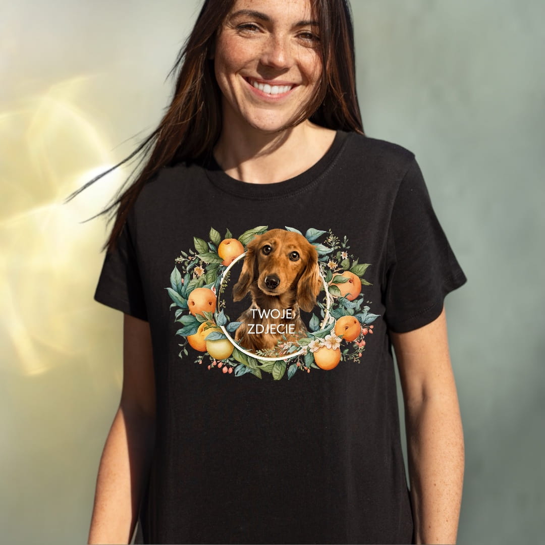T-shirt z nadrukiem Twój Pupil na koszulce Biały / Czarny / Unisex / Pomarańcze