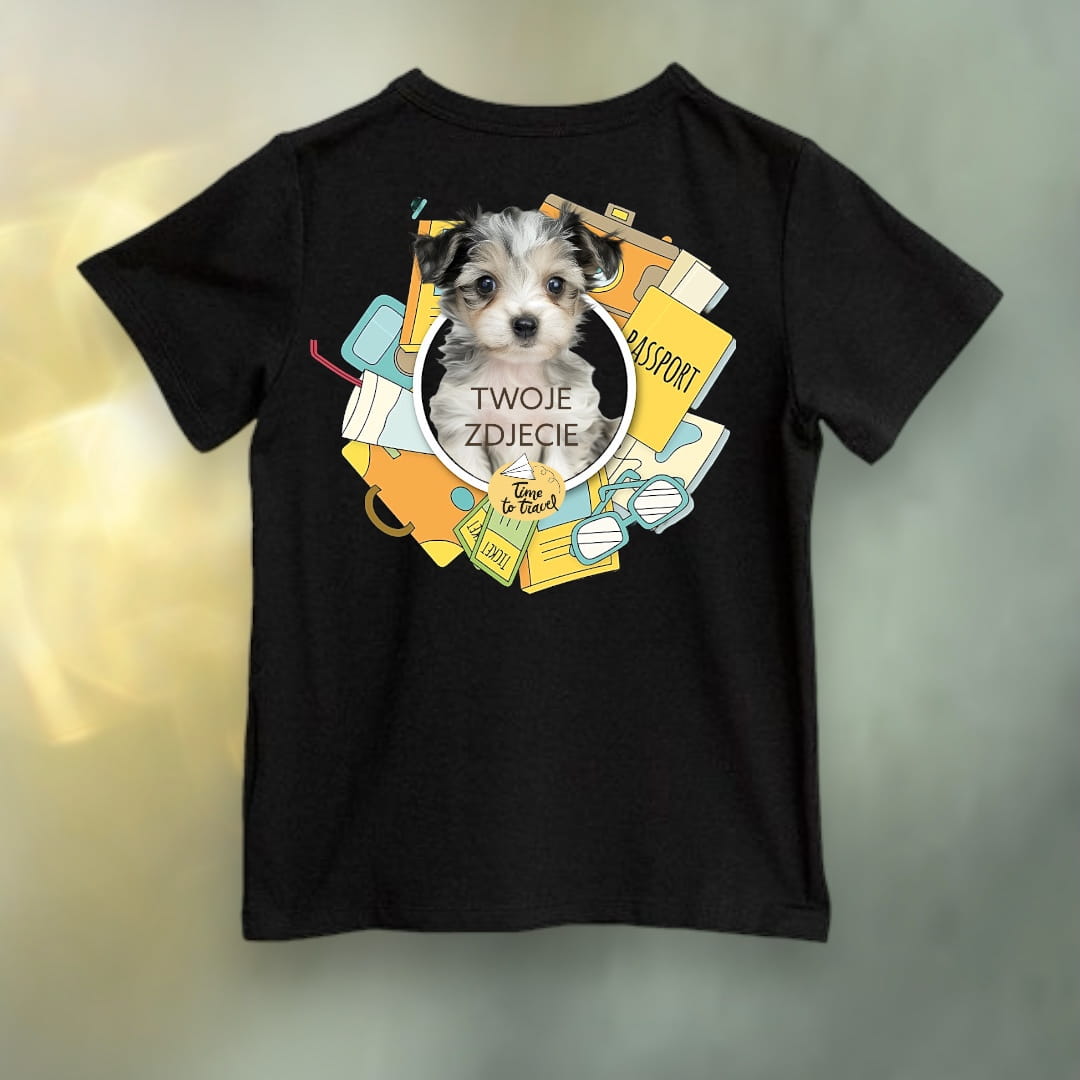Koszulka z Twoim Pupilem Personalizacja / Biała / Czarna / Dziecięca Unisex / Travel 1