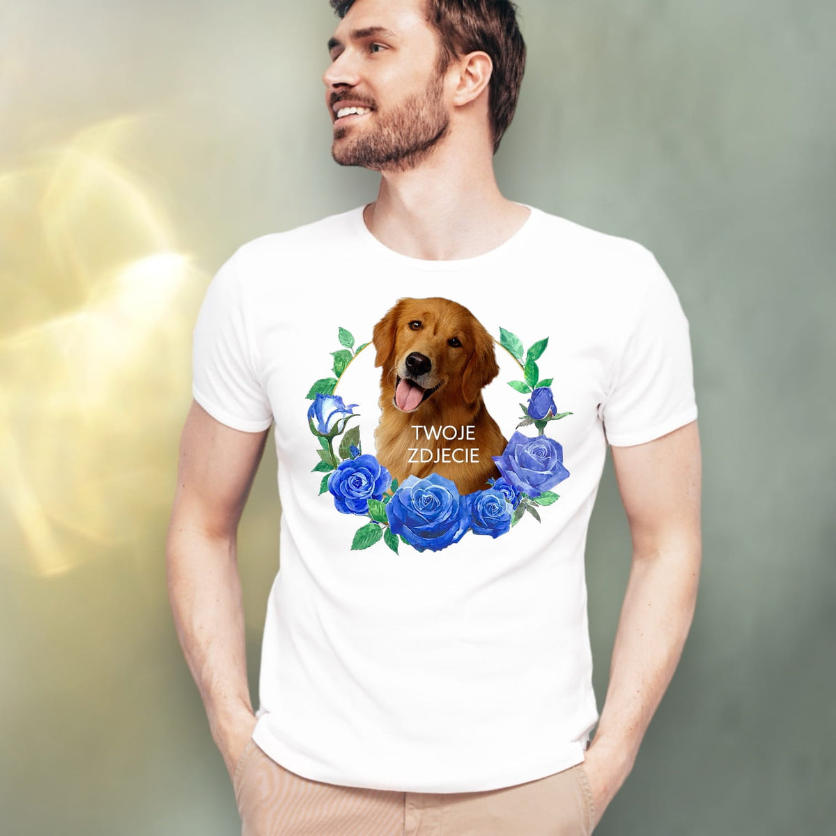 T-shirt z nadrukiem Twój Pupil na koszulce Biały / Czarny / Unisex / Róża 4