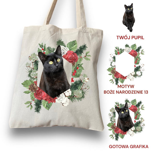 Personalizacja eko Torba ze zdjęciem Twojego Pupila / Boże Narodzenie 13