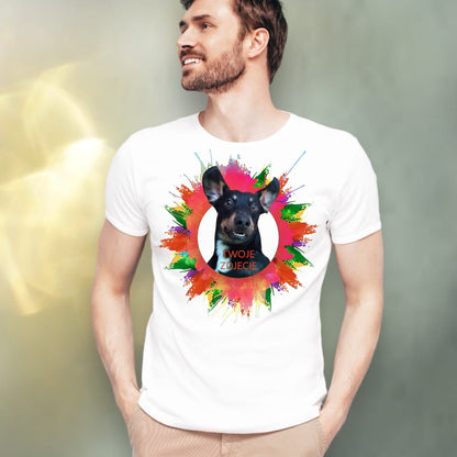 T-shirt z nadrukiem Twój Pupil na koszulce Biały / Czarny / Unisex / Plama 1