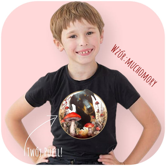 Koszulka z Twoim Pupilem Personalizacja / Biała / Czarna / Dziecięca Unisex / Muchomory