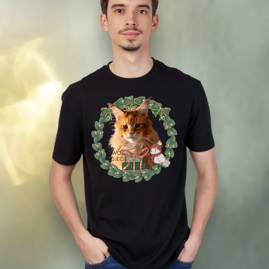 T-shirt z nadrukiem Twój Pupil na koszulce Biały / Czarny / Unisex / Boże Narodzenie 7