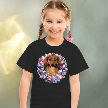 Koszulka z Twoim Pupilem Personalizacja / Biała / Czarna / Dziecięca Unisex / Kryształy 1