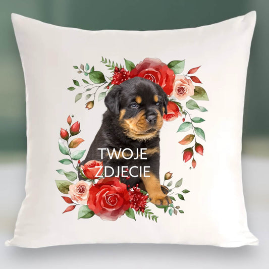 Personalizowany Prezent Poduszka z Twoim Pupilem / Róża3