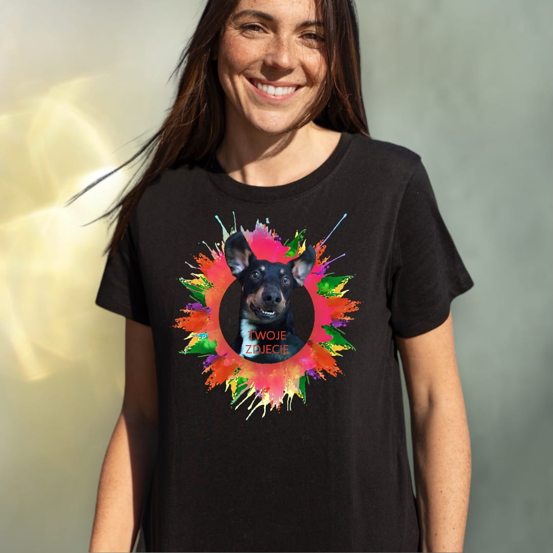 T-shirt z nadrukiem Twój Pupil na koszulce Biały / Czarny / Unisex / Plama 1