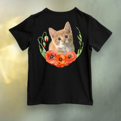 Koszulka z Twoim Pupilem Personalizacja / Biała / Czarna / Dziecięca Unisex / Maki 1