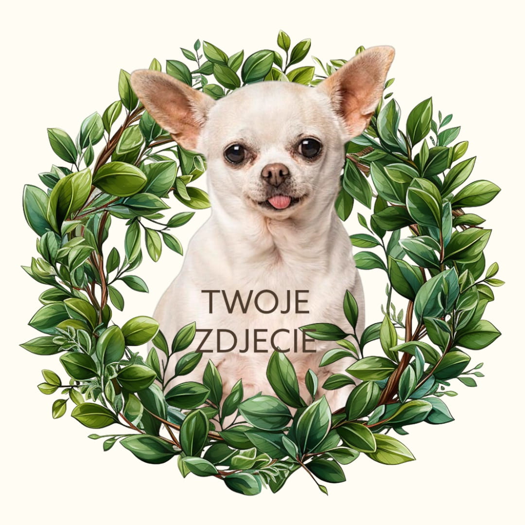 Personalizowany Prezent Poduszka z Twoim Pupilem / Zielony wianek 1