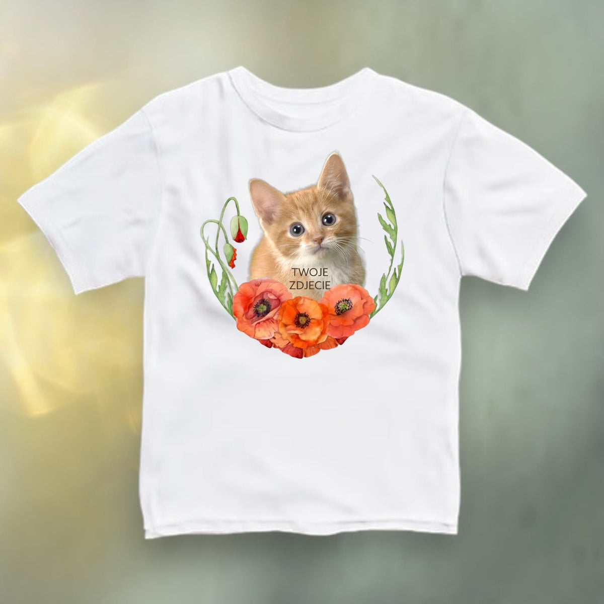 Koszulka z Twoim Pupilem Personalizacja / Biała / Czarna / Dziecięca Unisex / Maki 1