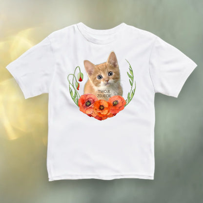 Koszulka z Twoim Pupilem Personalizacja / Biała / Czarna / Dziecięca Unisex / Maki 1