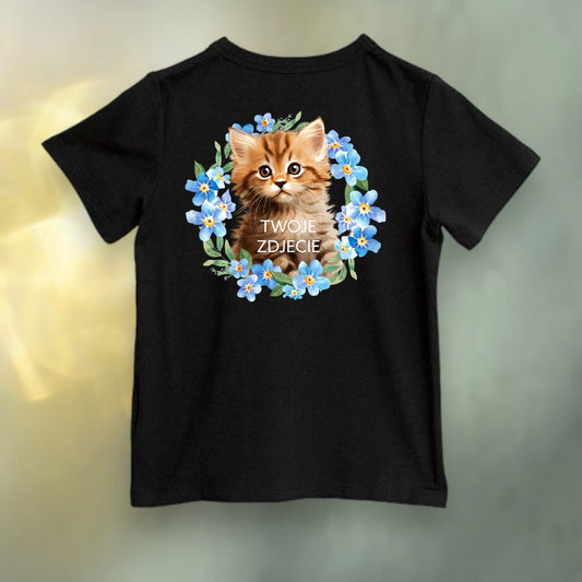 Koszulka z Twoim Pupilem Personalizacja / Biała / Czarna / Dziecięca Unisex / Niezapominajka 1