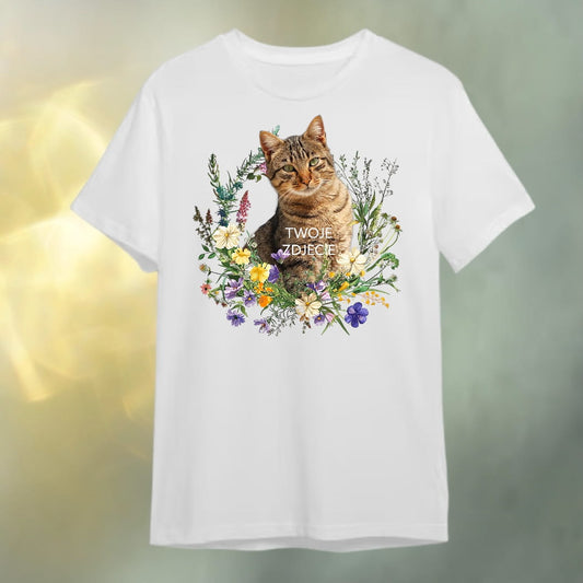 T-shirt z nadrukiem Twój Pupil na koszulce Biały / Czarny / Unisex / Łąka 1