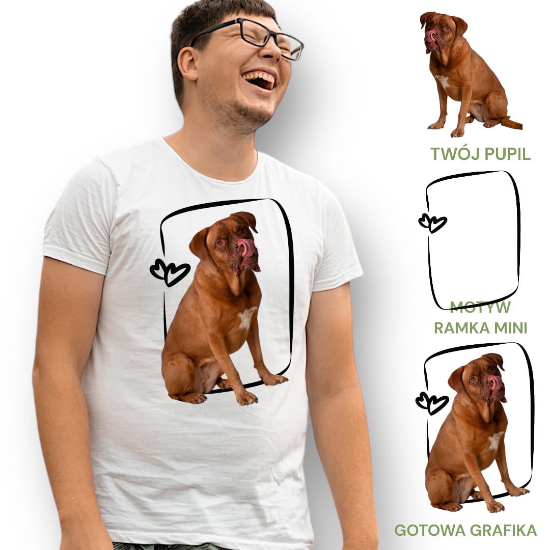 T-shirt z nadrukiem Twój Pupil na koszulce Biały / Unisex / Ramka Mini