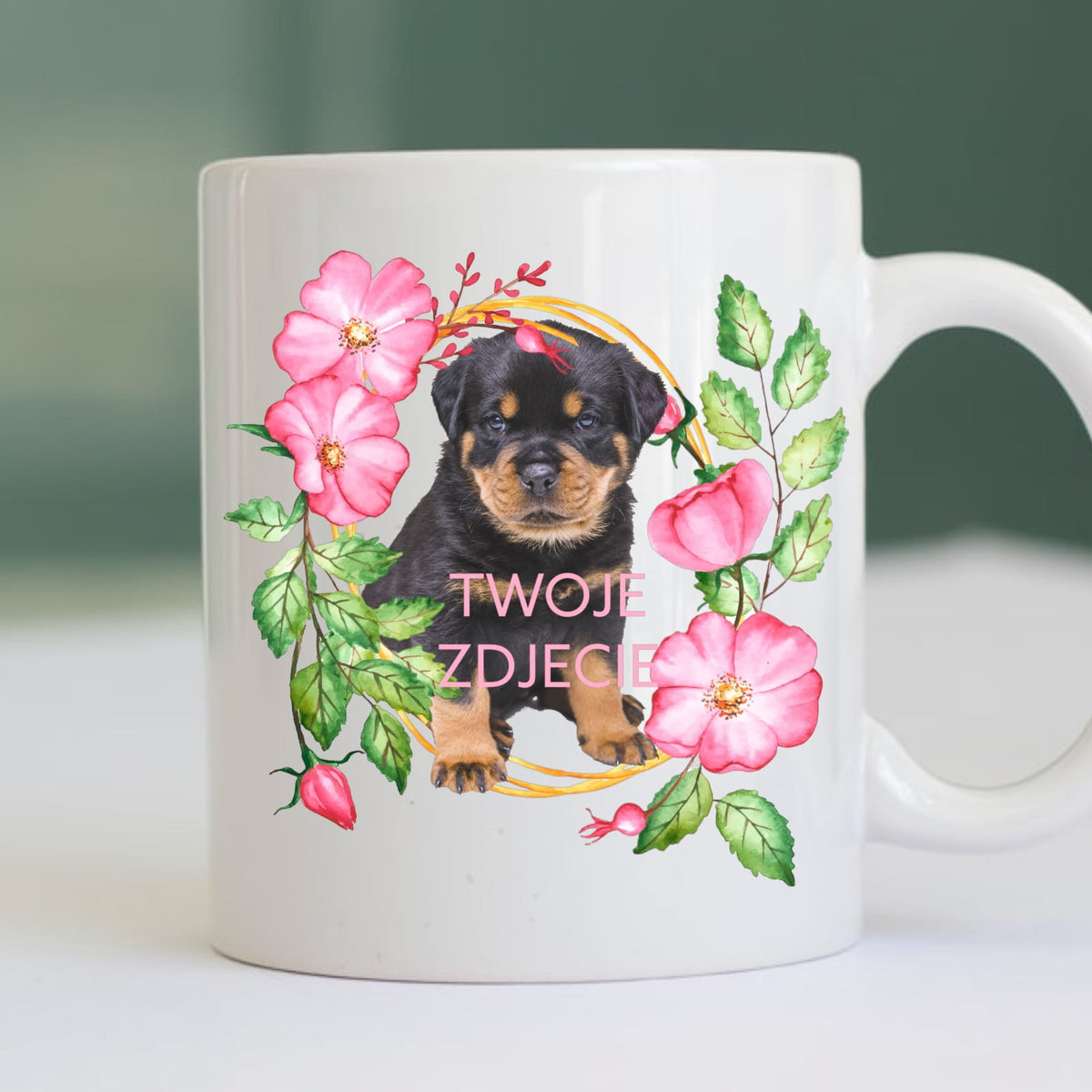 Personalizowany Kubek ze zdjęciem Twojego Pupila / Róża 1