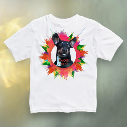 Koszulka z Twoim Pupilem Personalizacja / Biała / Czarna / Dziecięca Unisex / Plama 1