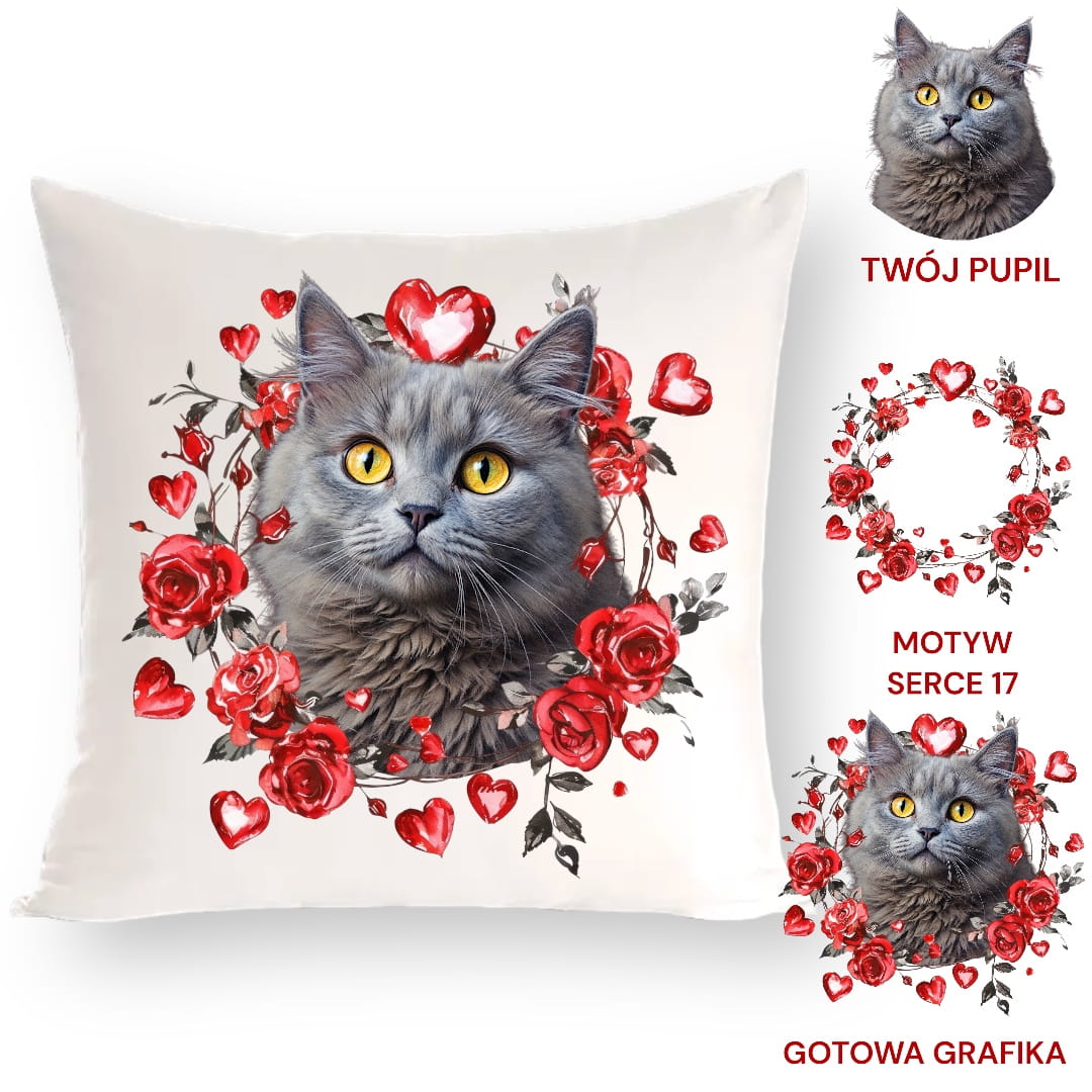Personalizowany Prezent Poduszka z Twoim Pupilem / Serce 17