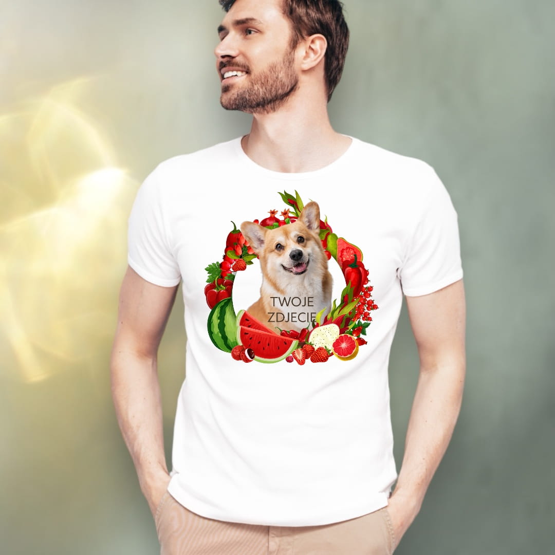 T-shirt z nadrukiem Twój Pupil na koszulce Biały / Czarny / Unisex / Owoce 2