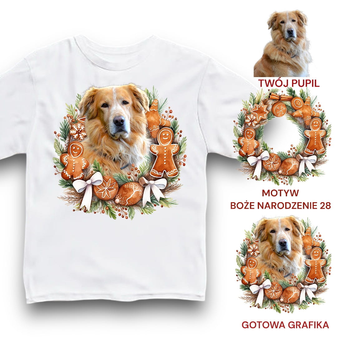 Koszulka z Twoim Pupilem Personalizacja / Biała / Czarna / Dziecięca Unisex / Boże Narodzenie 28