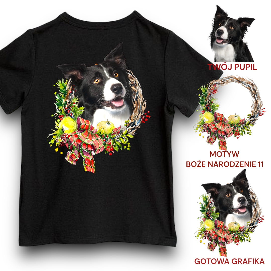 Koszulka z Twoim Pupilem Personalizacja / Biała / Czarna / Dziecięca Unisex / Boże Narodzenie 11