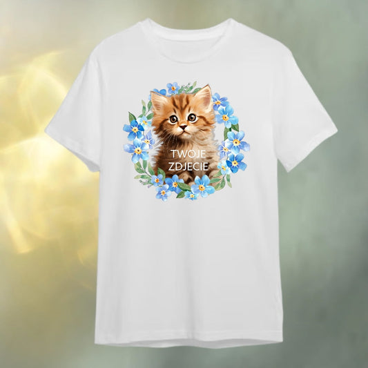 T-shirt z nadrukiem Twój Pupil na koszulce Biały / Czarny / Unisex / Niezapominajka 1