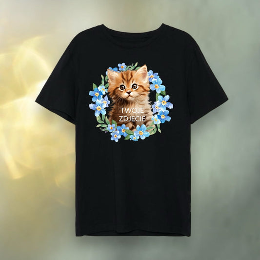 T-shirt z nadrukiem Twój Pupil na koszulce Biały / Czarny / Unisex / Niezapominajka 1
