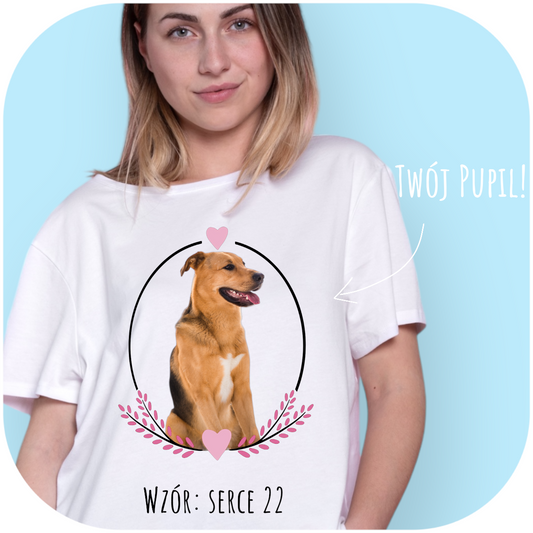 T-shirt z nadrukiem Twój Pupil na koszulce Biały / Czarny / Unisex / Serce 22