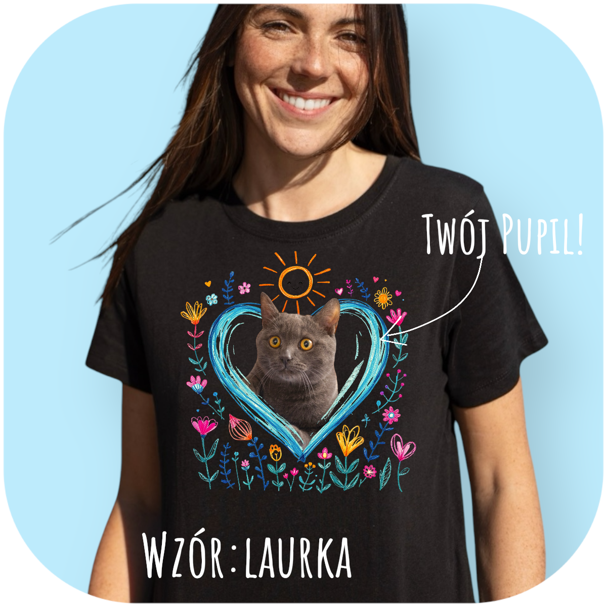 T-shirt z nadrukiem Twój Pupil na koszulce Biały / Czarny / Unisex / Laurka