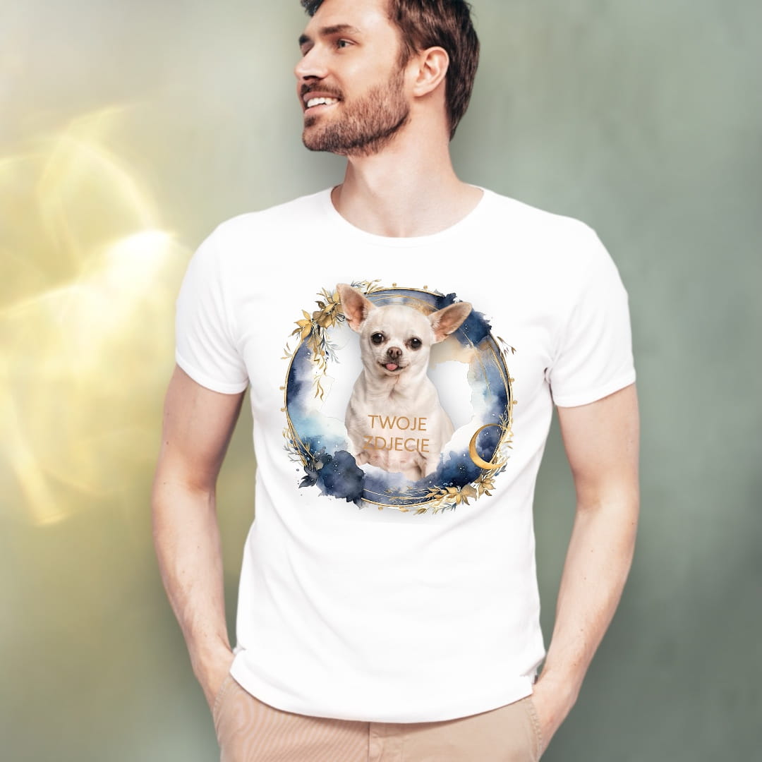 T-shirt z nadrukiem Twój Pupil na koszulce Biały / Czarny / Unisex / Kosmos 2