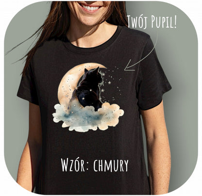 T-shirt z nadrukiem Twój Pupil na koszulce Biały / Czarny / Unisex / Chmury