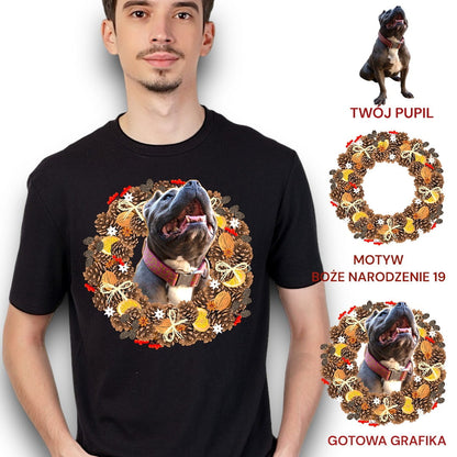 T-shirt z nadrukiem Twój Pupil na koszulce Biały / Czarny / Unisex / Boże Narodzenie 19