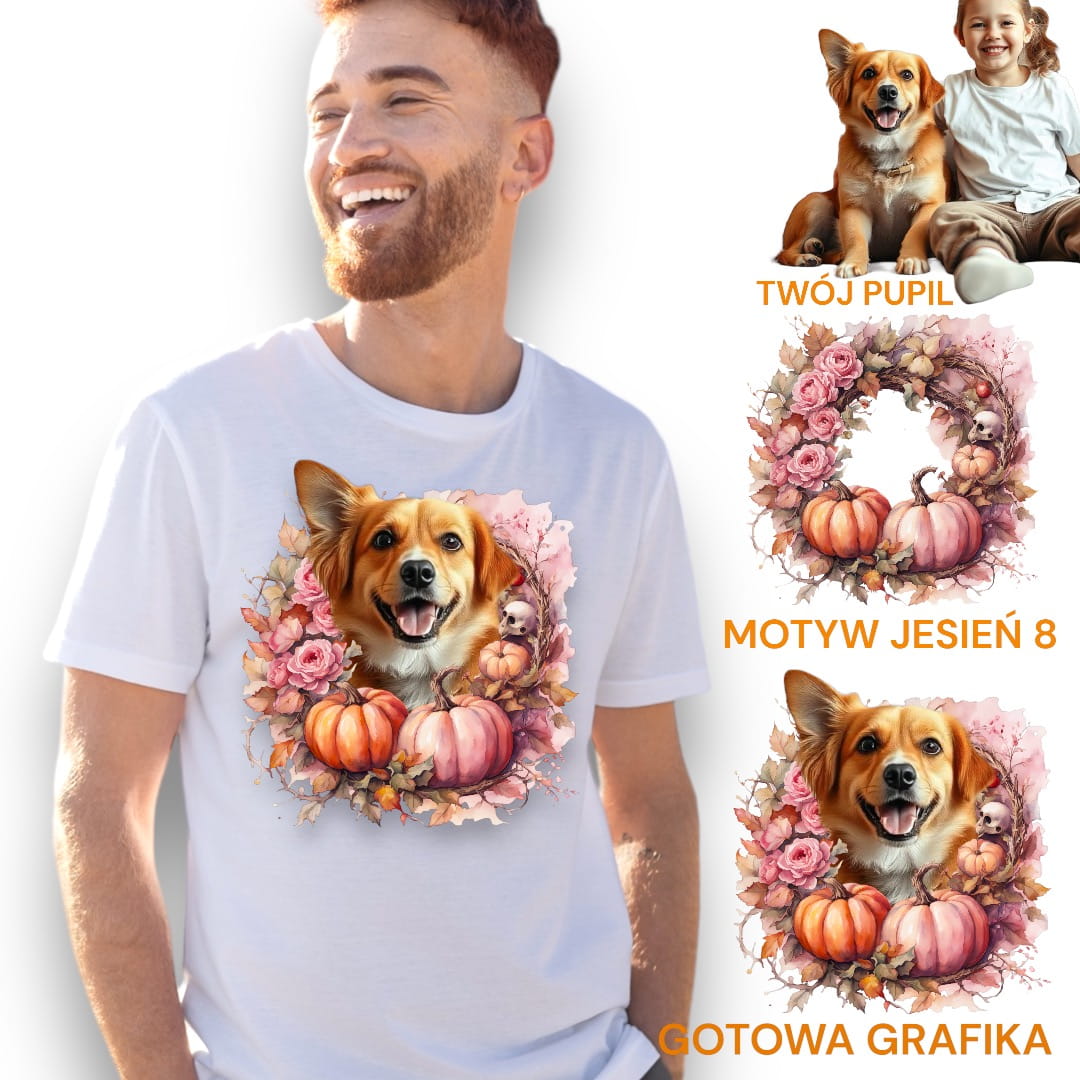 T-shirt z nadrukiem Twój Pupil na koszulce Biały / Czarny / Unisex / Jesień 8