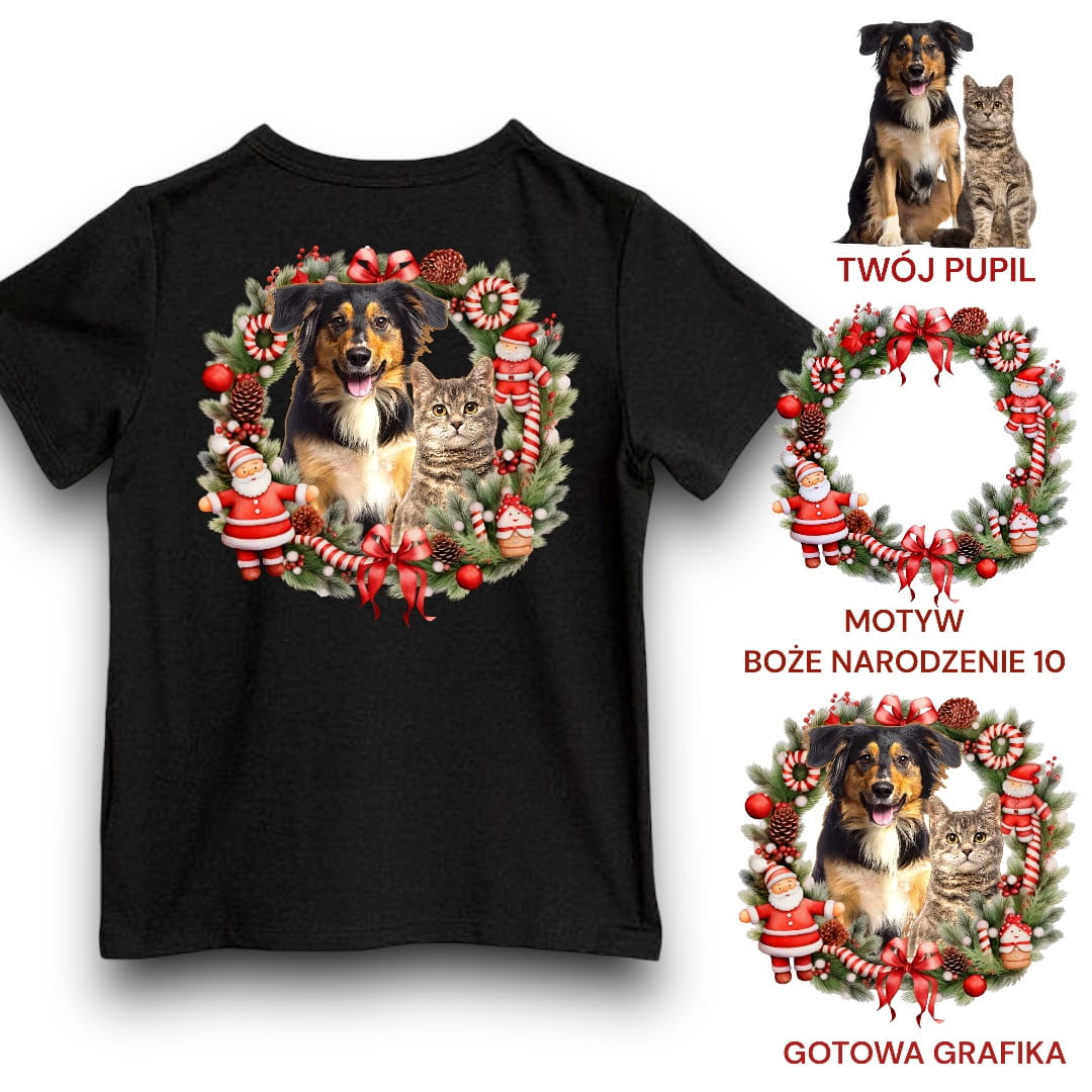 Koszulka z Twoim Pupilem Personalizacja / Biała / Czarna / Dziecięca Unisex / Boże Narodzenie 10