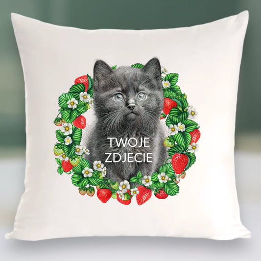Personalizowany Prezent Poduszka z Twoim Pupilem / Truskawki 1
