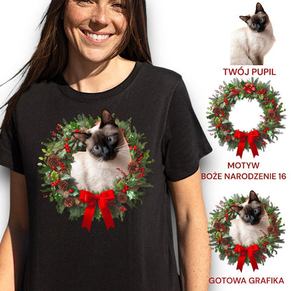 T-shirt z nadrukiem Twój Pupil na koszulce Biały / Czarny / Unisex / Boże Narodzenie 16