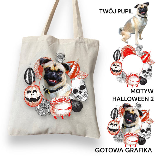 Personalizacja eko Torba ze zdjęciem Twojego Pupila / Halloween 2