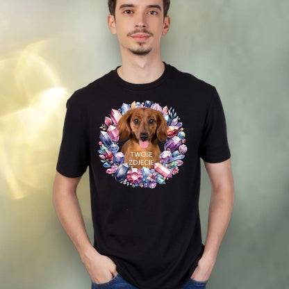 T-shirt z nadrukiem Twój Pupil na koszulce Biały / Czarny / Unisex / Kryształy 1