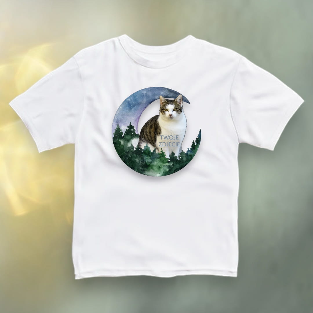 Koszulka z Twoim Pupilem Personalizacja / Biała / Czarna / Dziecięca Unisex / Księżyc 1