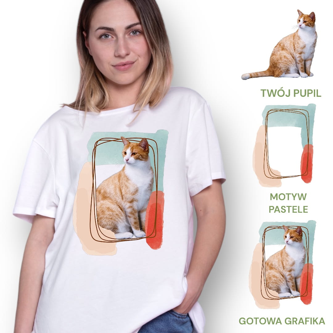 T-shirt z nadrukiem Twój Pupil na koszulce Biały / Czarny / Unisex / Pastele