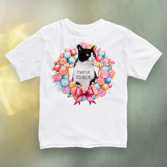 Koszulka z Twoim Pupilem Personalizacja / Biała / Czarna / Dziecięca Unisex / Słodycze 1