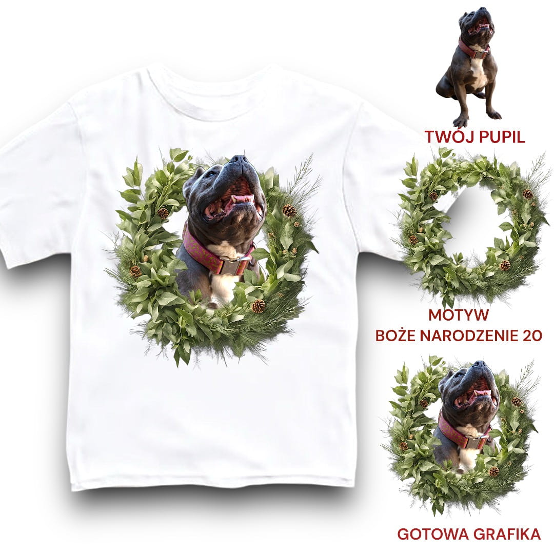 Koszulka z Twoim Pupilem Personalizacja / Biała / Czarna / Dziecięca Unisex / Boże Narodzenie 20