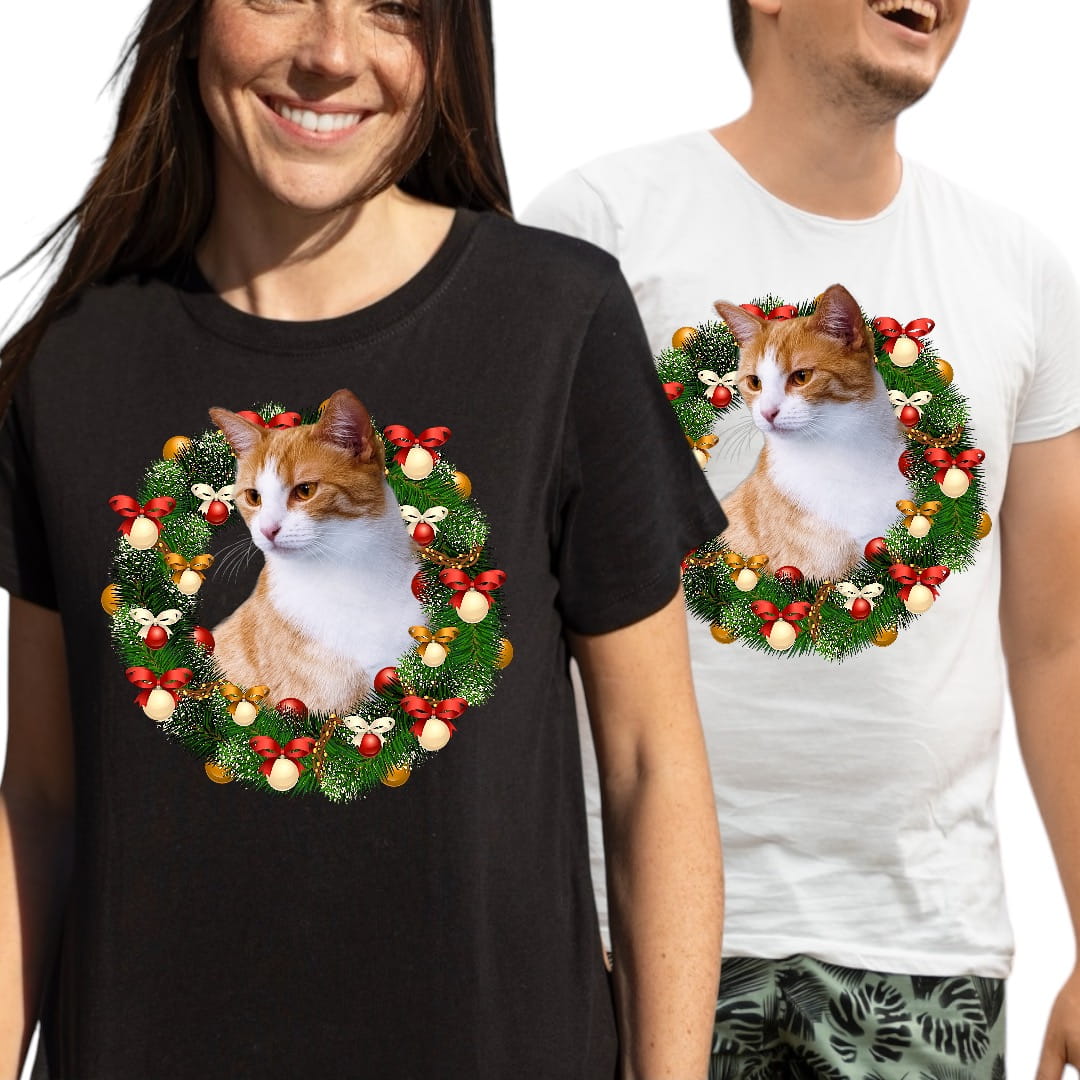 T-shirt z nadrukiem Twój Pupil na koszulce Biały / Czarny / Unisex / Boże Narodzenie 30