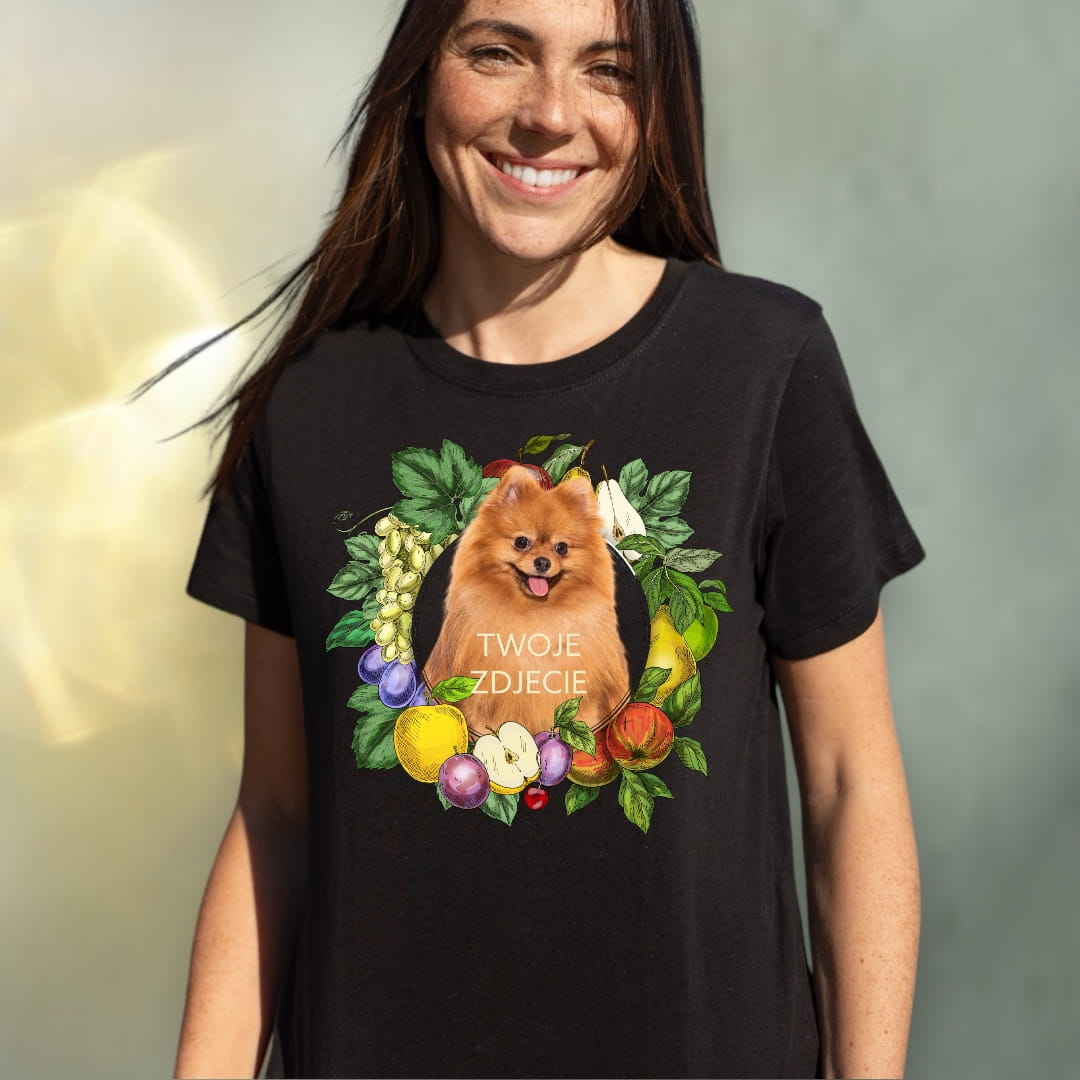 T-shirt z nadrukiem Twój Pupil na koszulce Biały / Czarny / Unisex / Owoce