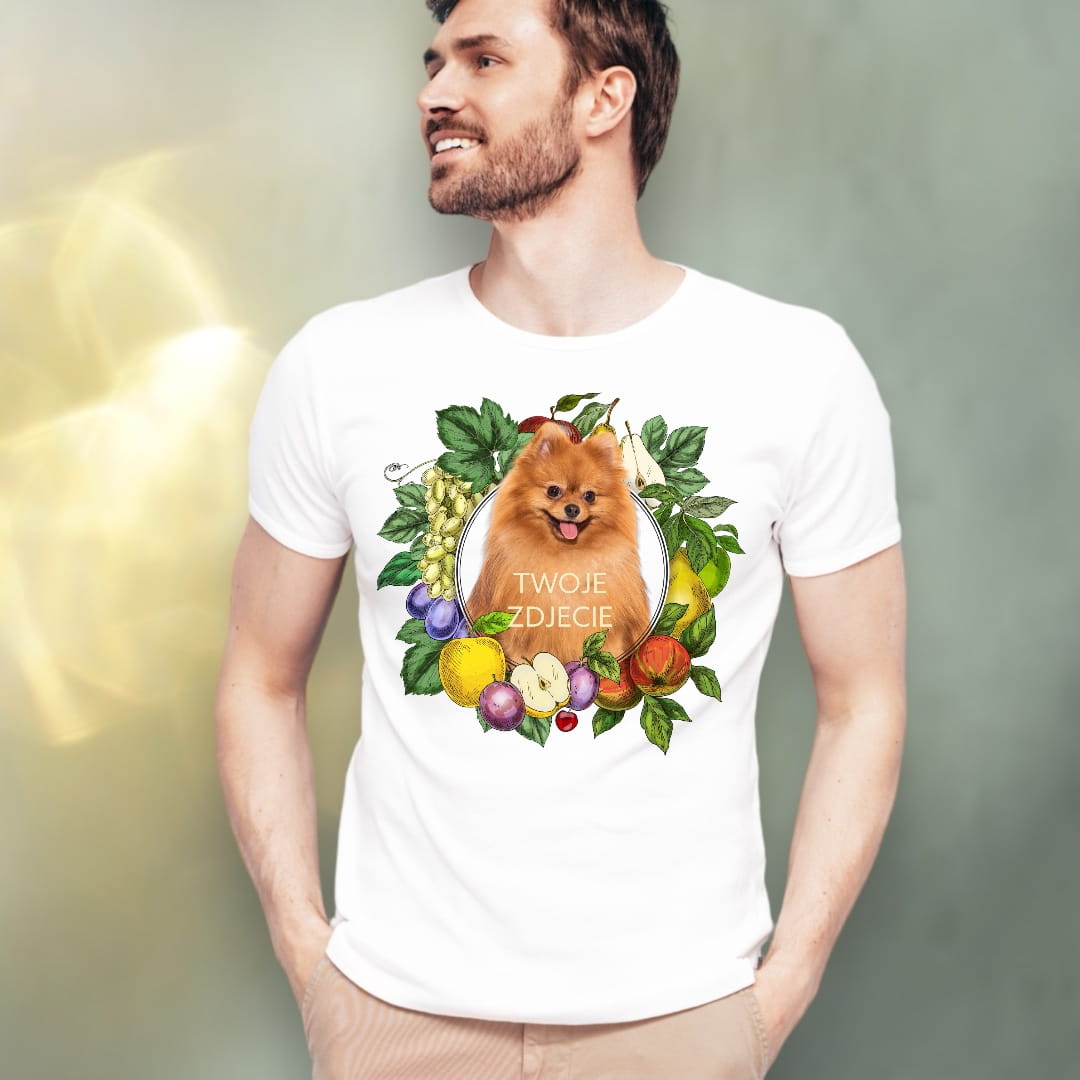 T-shirt z nadrukiem Twój Pupil na koszulce Biały / Czarny / Unisex / Owoce