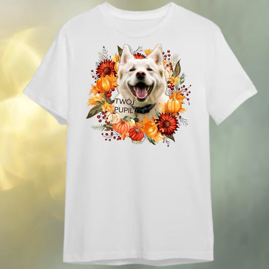 T-shirt z nadrukiem Twój pupil na koszulce Biały / Czarny / Unisex / Jesień 5