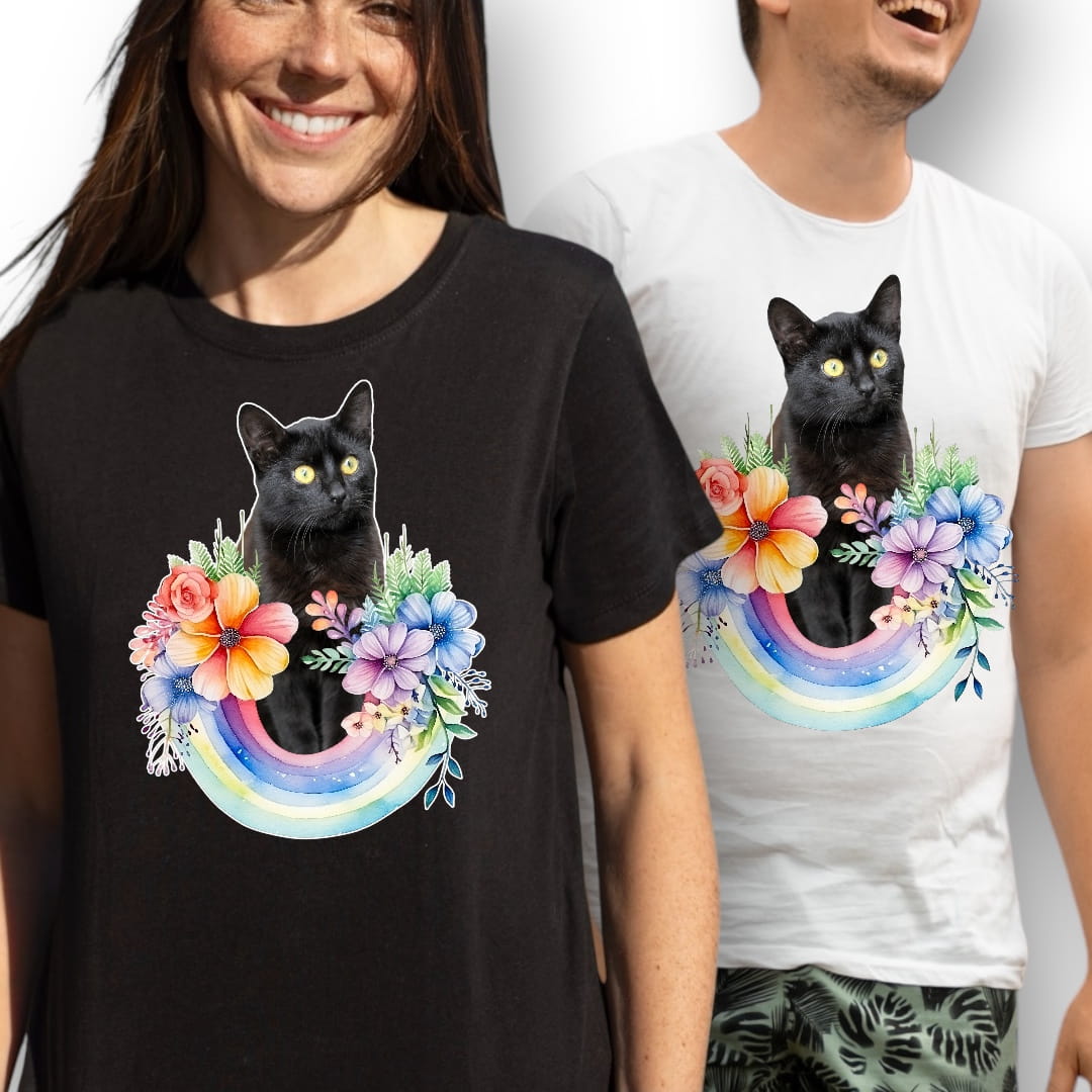T-shirt z nadrukiem Twój Pupil na koszulce Biały / Czarny / Unisex / Tęcza 5