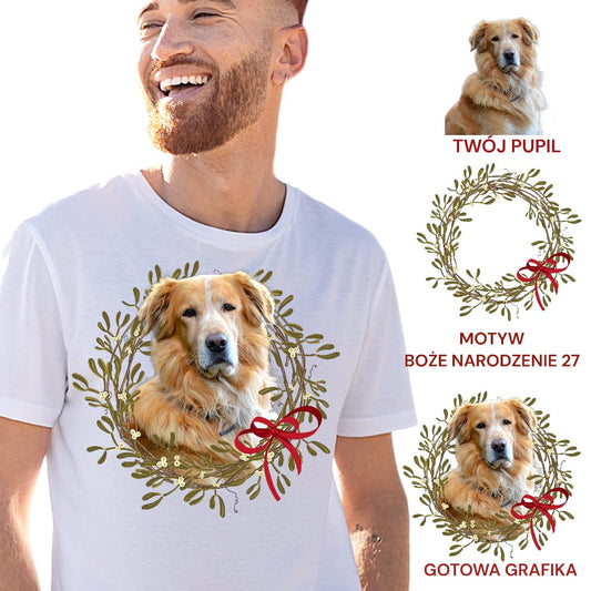 T-shirt z nadrukiem Twój Pupil na koszulce Biały / Czarny / Unisex / Boże Narodzenie 27
