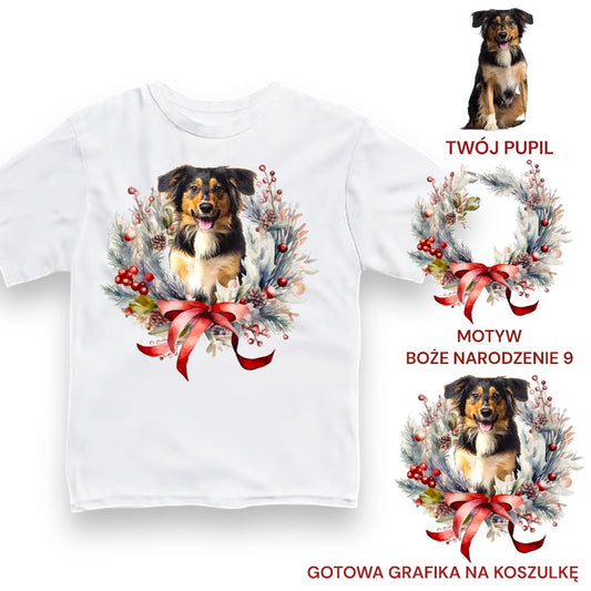 Koszulka z Twoim Pupilem Personalizacja / Biała / Czarna / Dziecięca Unisex / Boże Narodzenie 9